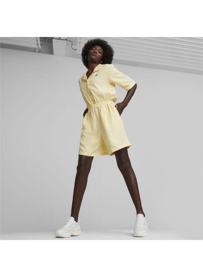 PUMA بدلة صيفية للنساء مع ياقة مقلوبة، زر أمامي، حزام خصر، أكمام قصيرة، وشورتات - Image 5