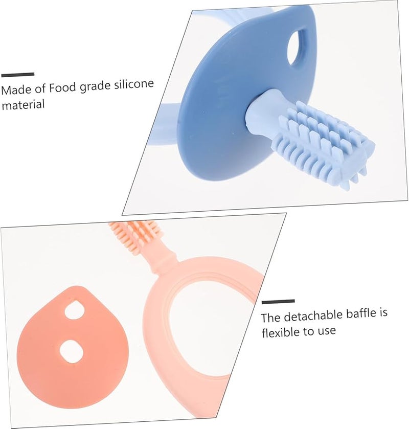 FRCOLOR 4 حزمة فرشاة أسنان سيليكون للأصابع لحديثي الولادة لتنظيف اللسان مقبض غير قابل للانزلاق - Image 4