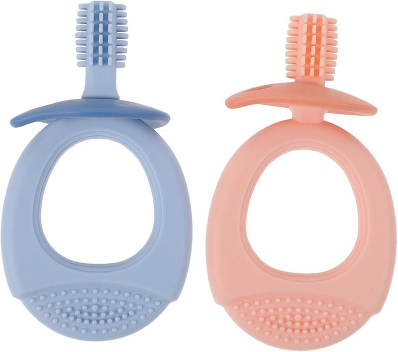 FRCOLOR 4 حزمة فرشاة أسنان سيليكون للأصابع لحديثي الولادة لتنظيف اللسان مقبض غير قابل للانزلاق - Image 1