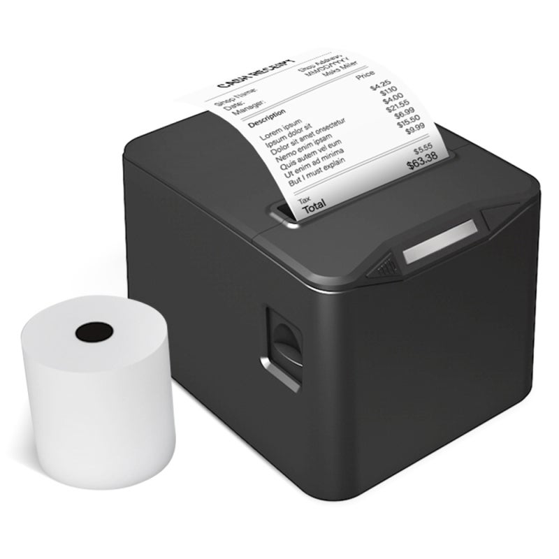 Bisofice Portable Thermal Receipt Printer - 80mm Paper Width 220mm/Sec Print Speed Auto Cutter USB & LAN Connectivity for Retail Stores Cafés Restaurants - Image 1