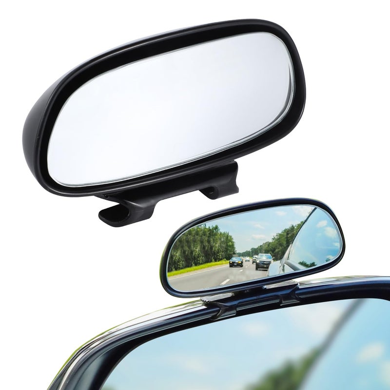 LivTee Blind Spot Mirror HD Glass Frameless Convex Rear View Mirrors Exterior Accessories with Wide Angle Adjustable Stick for Car SUV and Trucks Black