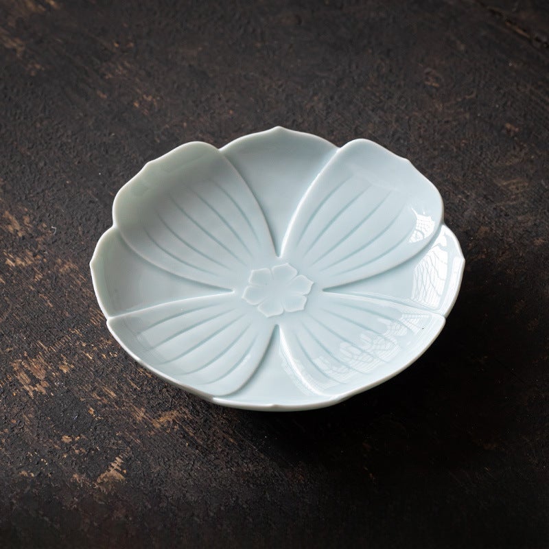 Vintage Ceramic Tea Tray Creative Lotus Snack PlateGreen Lotus small goblet [pink Green]] Green Lotus small goblet [pink Green]] 