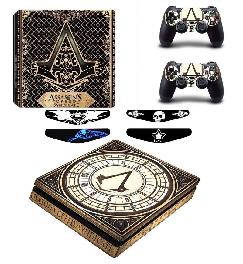 Elton Assassin's Creed Theme 3M Skin Sticker Cover for PS4 Slim Console and Controllers Full Set Console Decal Stickers for Front & Back 4 Led bar Decal +2 Controller Decal - Image 4