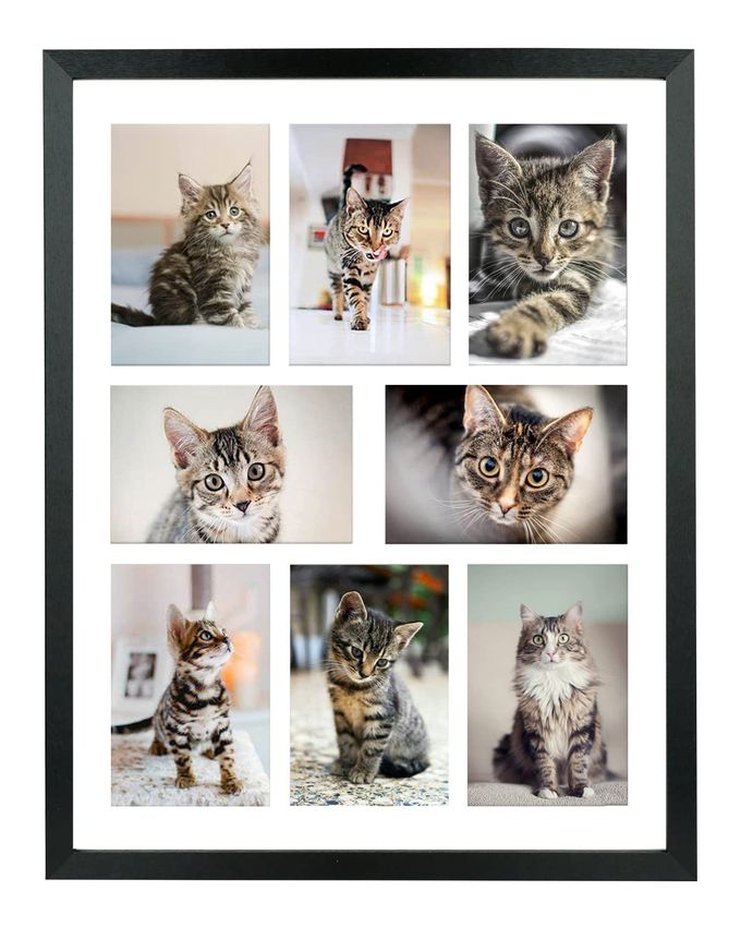 LTYHHK 4x6 Collage Picture Frame 8 Openings Solid Wood, Displays 8 Opening 4x6 with Mat or 16x20 Inch without Mat, Collage Photo Frames Black Family Picture Frame Multi-Photo Set (LMK05a) - Image 4