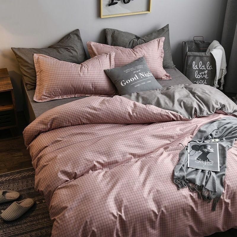 LEFAFA 4 Piece Duvet Cover Set - Ultra Soft Microfiber Comforter Cover with Zipper Closure and 2 Pillow Cases (Pink, 200x230cm) - Image 1