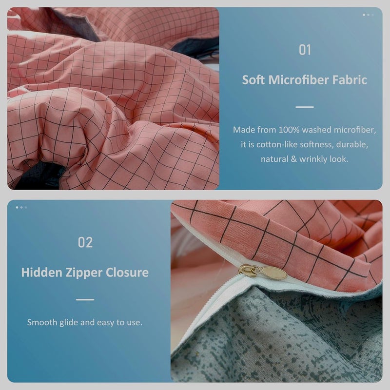 LEFAFA 4 Piece Duvet Cover Set - Ultra Soft Microfiber Comforter Cover with Zipper Closure and 2 Pillow Cases (Pink, 200x230cm) - Image 2