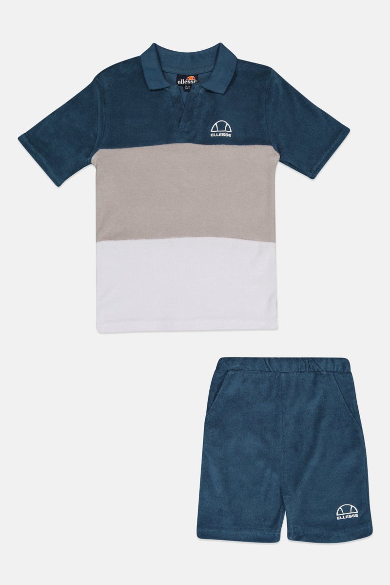 Ellesse Kids Boy 2 Piece Brand Logo Polo Shirt And Shorts Set, Multicolor - Image 2