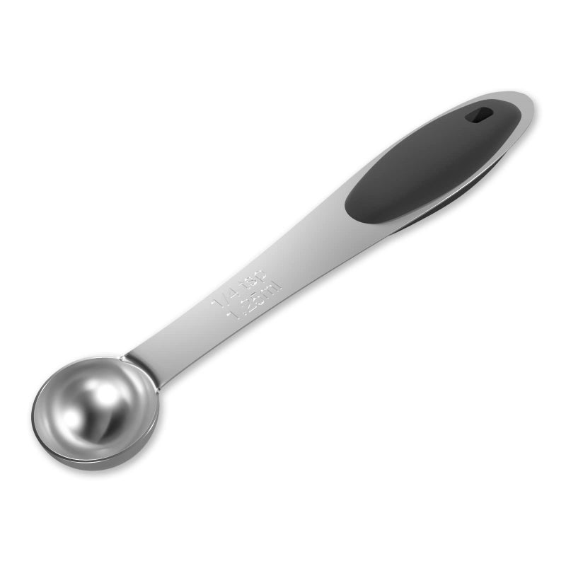 LEIFENY 1PCS 14 Tsp125ml Single Measuring Spoon with Black Silicone Grip Stainless Steel Individual Measure Scoop Only