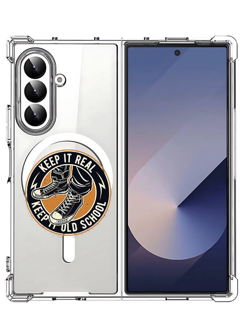 Theodor Magnetic Case for Samsung Galaxy Z Fold 7 Compatible with MagSafe Wireless Charging, Shockproof Phone Bumper Cover Old school - Image 1