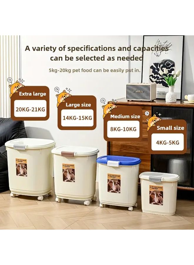 Heavy Duty Pet Food Storage Bucket 20kg 44lb White Buckle Blue 18 20 Catties With Wheels Airtight Moisture Proof Container For Dog Cat Food Multi Pet Household Space Saving Secure Lid Durable - Image 3
