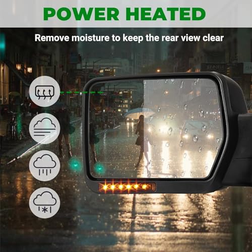 PZ Towing Mirror Replacement Fit For 2004-2007 F150,Power Heated,Amber Signal,Black,Left(Driver Side) - Image 4