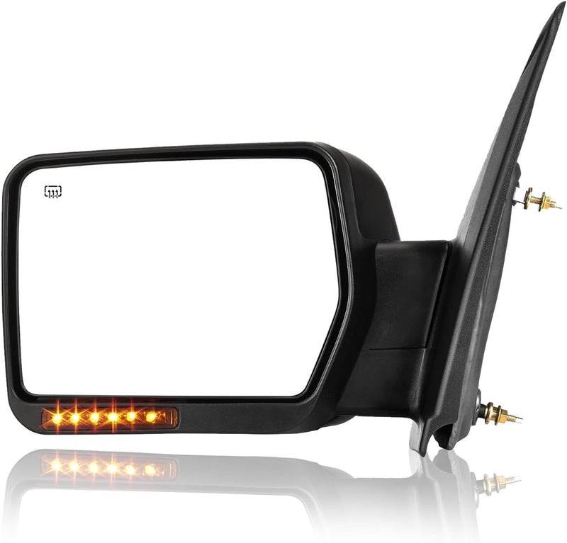 PZ Towing Mirror Replacement Fit For 2004-2007 F150,Power Heated,Amber Signal,Black,Left(Driver Side) - Image 1