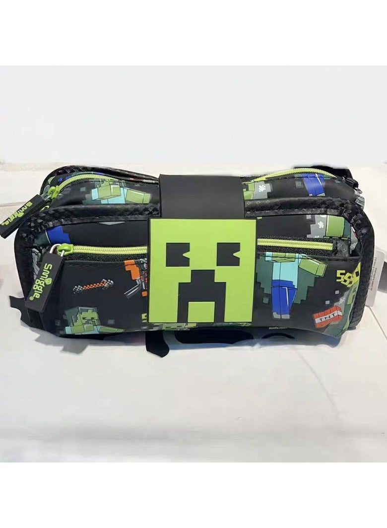 عام حقيبة أقلام كرتونية كبيرة السعة لطلاب المرحلتين الابتدائية والمتوسطة، حقيبة قرطاسية للأطفال بتيمة ماينكرافت، مقلمة أقلام محمولة بسحاب. - Image 1