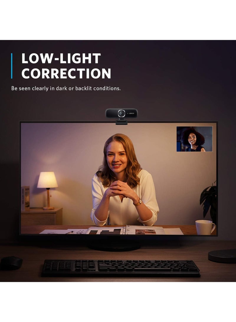 Anker Anker PowerConf C300 Smart Full HD, AI-Powered Framing & Autofocus, 1080p Webcam with Noise-Cancelling Microphones, Adjustable FoV, HDR, 60 FPS, Low-Light Correction, Zoom Certified - Image 4