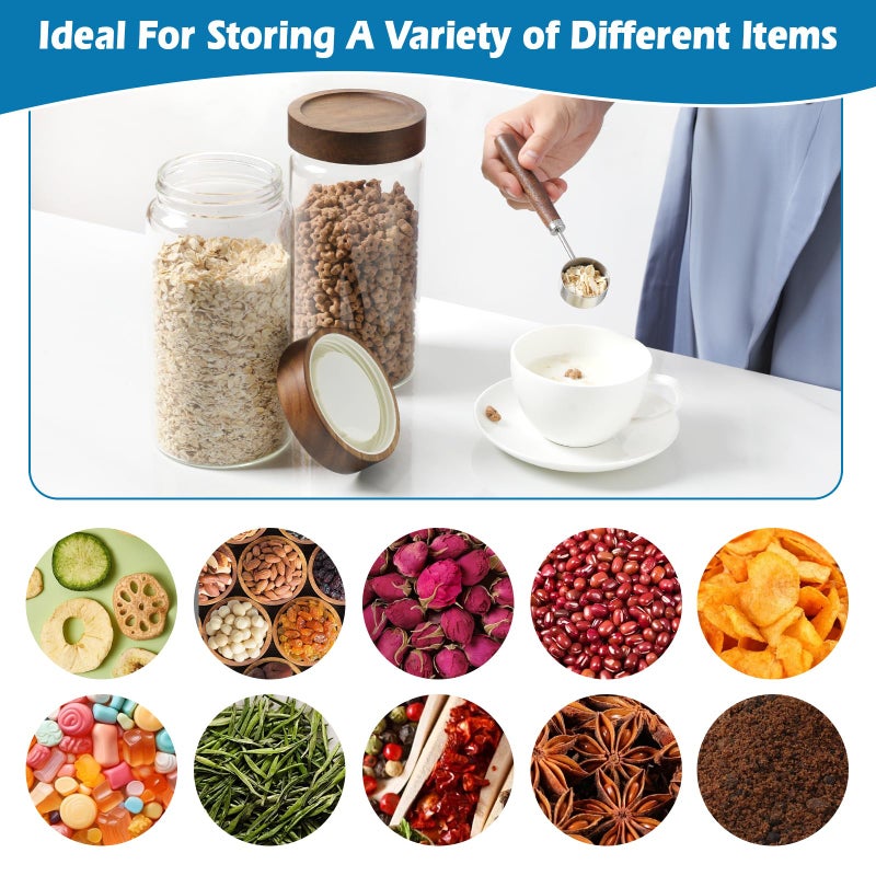 Patoper Glass Jar with Screw Top Lid 37oz Borosilicate Glass Spice Jars Seasoning Containers Kitchen Glass Food Storage Canisters for Pantry Liquid Tea Bath Salts Fermenting - Image 3