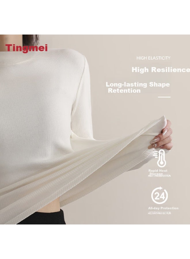 Gracewell Elegant Knit Base Shirt For Women  Autumn Winter Small Stand Collar Slim Fit Warm Stylish Versatile Casual Inner Wear - Image 1