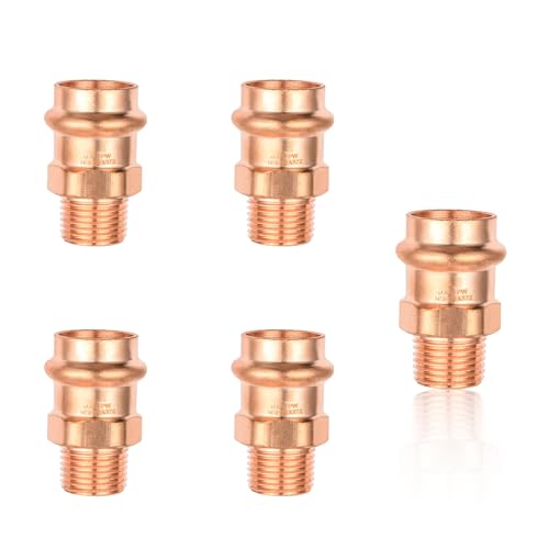 EFIELD Pack of 5 EFIELD Press Copper Fittings1Inch Copper Press x 34inch Male Copper Adapters LBP DesignPRESS045 - Image 1