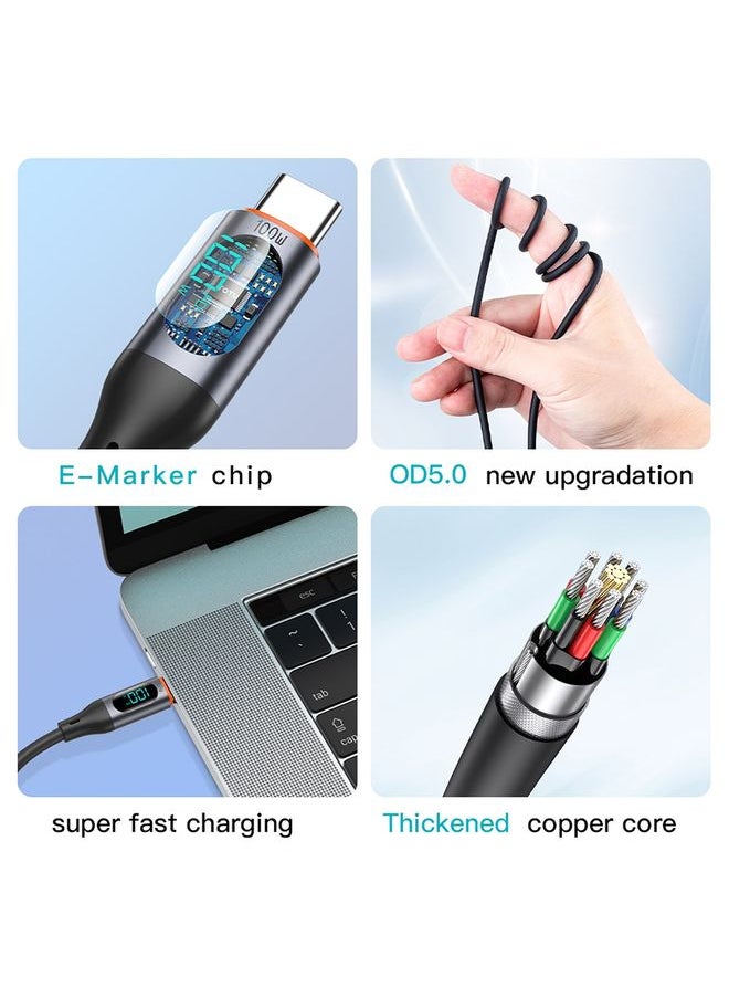 Totu TOTU CB-7-CC 100W USB-C / Type-C to Type-C Digital Display Fast Charging Silicone Cable, Length: 1m(Black)  - Image 3