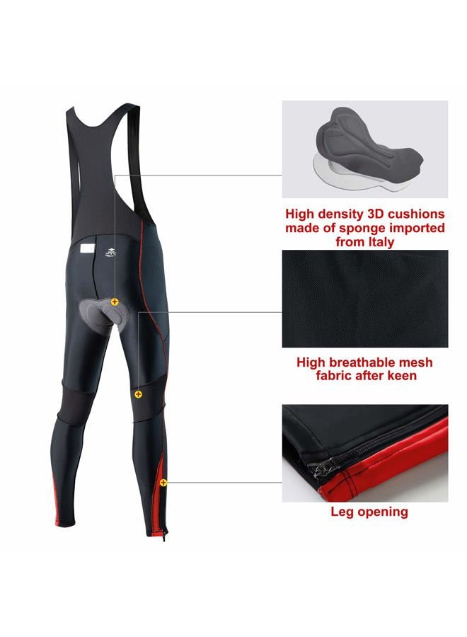 Santic Cycling Bib Tights Men Padded Cycling Bib Pants Long Padded with Pocket, With-pocket Red, S - Image 5