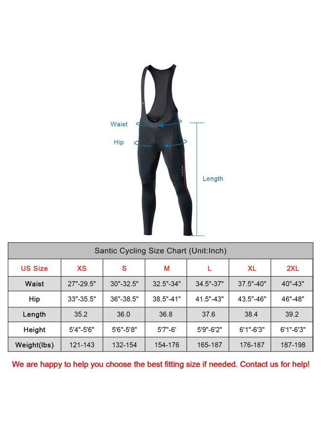 Santic Cycling Bib Tights Men Padded Cycling Bib Pants Long Padded with Pocket, With-pocket Red, S - Image 3