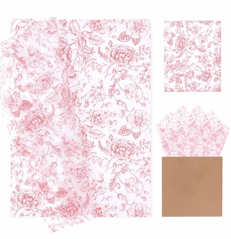 MUNILAIL 100 Sheets Pink Floral Tissue Paper 14 x 20 Inches Flower Tissue Paper for Gift Bags Vintage Floral Gift Paper Tissue for Birthday Gift Packing Crafts - Image 1