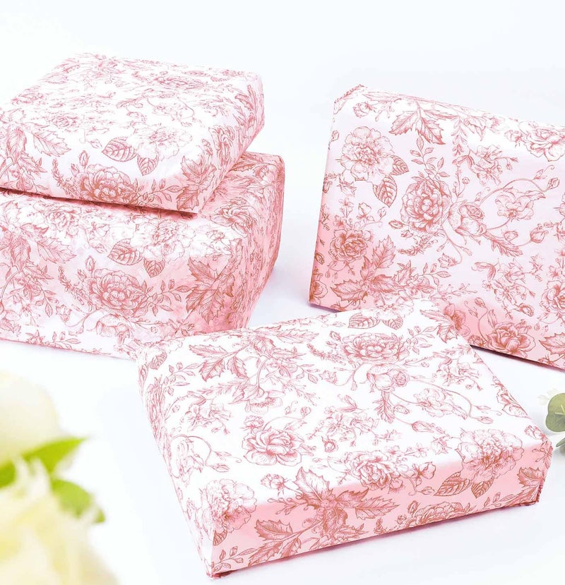 MUNILAIL 100 Sheets Pink Floral Tissue Paper 14 x 20 Inches Flower Tissue Paper for Gift Bags Vintage Floral Gift Paper Tissue for Birthday Gift Packing Crafts - Image 4