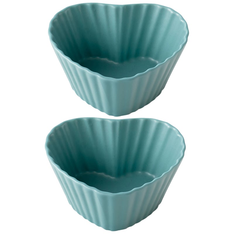 4 Pcs Ceramics Fruit Salad Bowl Plate Heart Shaped Kitchen Bowl Food Serving Bowl Dessert Bowl for Home Kitchen ( ) - Image 2