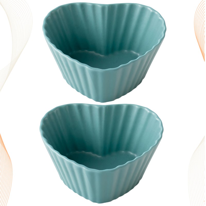 4 Pcs Ceramics Fruit Salad Bowl Plate Heart Shaped Kitchen Bowl Food Serving Bowl Dessert Bowl for Home Kitchen ( ) - Image 1