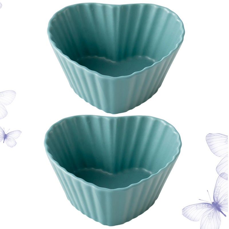 4 Pcs Ceramics Fruit Salad Bowl Plate Heart Shaped Kitchen Bowl Food Serving Bowl Dessert Bowl for Home Kitchen ( ) - Image 4