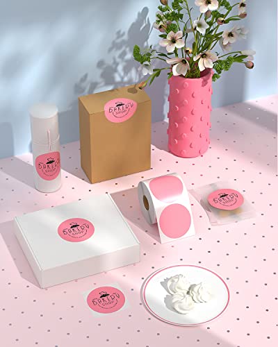 MUNBYN 3 Inch Pink Circle Thermal Sticker Labels, Multi-Purpose Self-Adhesive Round Direct Thermal Labels for Business, 500 Sheets/1 Roll - Image 4