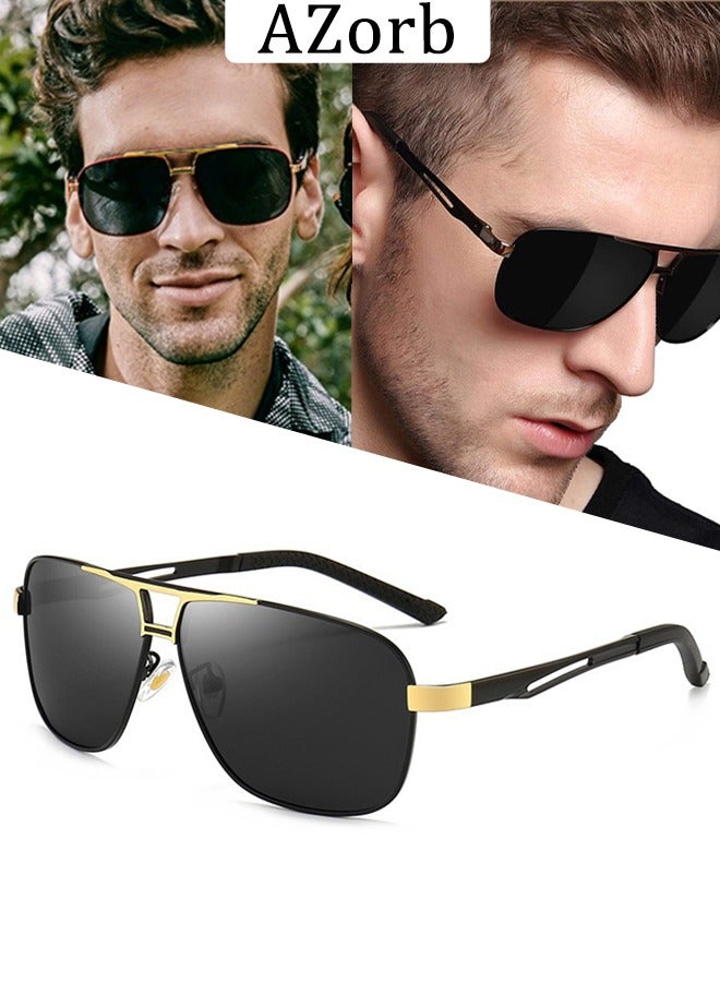 AZorb Polarized Aviator Sunglasses Men Metal Frame Men's Sunglasses Classic Women Sun Glassess Eye UV Protection Shades for Driving Fishing Outdoor - Image 1