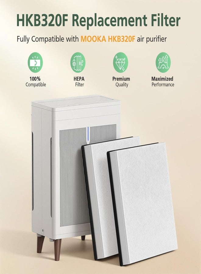 إزينلايف فلتر HKB320F متوافق مع جهاز تنقية الهواء MOOKA HKB320F، عبوة من 4 فلاتر HEPA مع 4 فلاتر أولية قابلة للغسل - Image 3