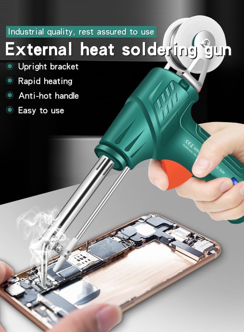 Self Lub Soldering Gun, Automatic Soldering Iron Kit Solder Welding Gun for Jewelry, Home DIY, Circuit Boards, Electronics Repair (80 Watt) - Image 2