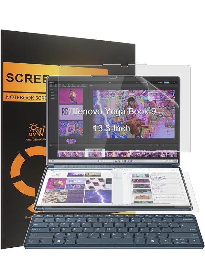 4 Pack Compatible with Lenovo Yoga Book 9i 2-in-1 13.3 2.8K Dual Screen OLED Touch Laptop 2023-2024 Anti Glare and Anti Fingerprint Matte PET Screen Protector - Image 1