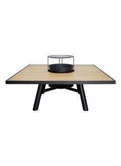 NABCO Small Square Wood-Burning Fire Pit Table for Patio – 135x135x52 cm with Aluminium Frame, Multi-Functional Outdoor Dining Table with Fire Pit, Robust for Garden, Deck, or Backyard, Natural Teak/Black  - Image 3