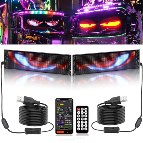 Suacopzar 2 Pack Devil Eyes Lights for Cars, 23in Flexible LED Display Screen Panel for Truck/SUV Window, Dynamic Personalized Programmable LED Eyes for Truck Windshield with Remote and Bluetooth APP Control - Image 1