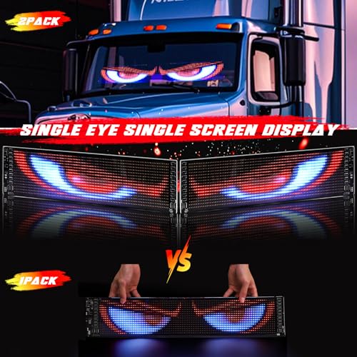 Suacopzar 2 Pack Devil Eyes Lights for Cars, 23in Flexible LED Display Screen Panel for Truck/SUV Window, Dynamic Personalized Programmable LED Eyes for Truck Windshield with Remote and Bluetooth APP Control - Image 2