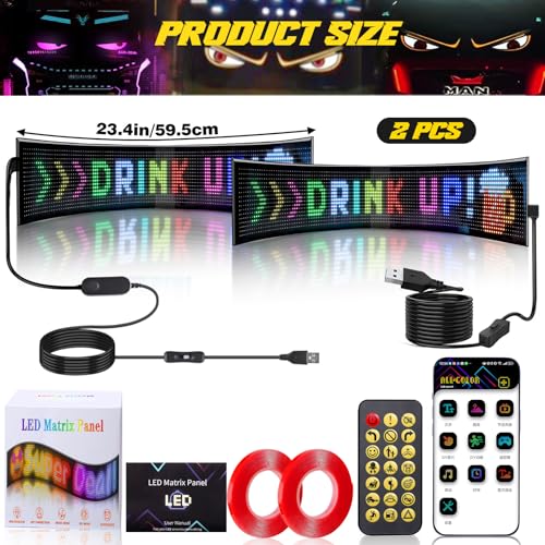 Suacopzar 2 Pack Devil Eyes Lights for Cars, 23in Flexible LED Display Screen Panel for Truck/SUV Window, Dynamic Personalized Programmable LED Eyes for Truck Windshield with Remote and Bluetooth APP Control - Image 3