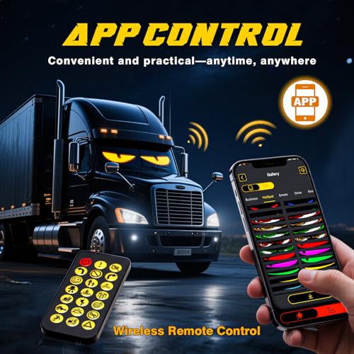 Suacopzar 2 Pack Devil Eyes Lights for Cars, 23in Flexible LED Display Screen Panel for Truck/SUV Window, Dynamic Personalized Programmable LED Eyes for Truck Windshield with Remote and Bluetooth APP Control - Image 5