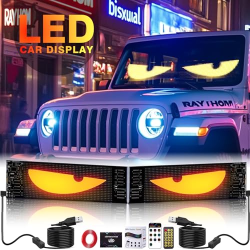 Suacopzar 2 Pack Devil Eyes Lights for Cars, 23in Flexible LED Display Screen Panel for Truck/SUV Window, Dynamic Personalized Programmable LED Eyes for Truck Windshield with Remote and Bluetooth APP Control - Image 4