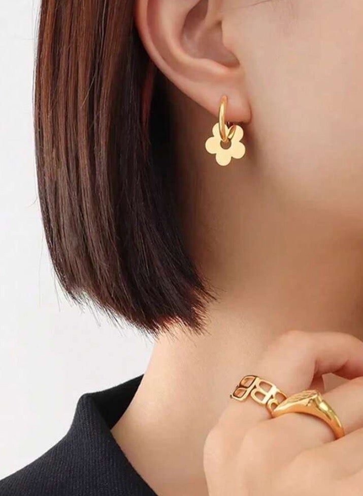 18k Gold Plated Stainless Hoops Steel Earrings For Women - Image 1