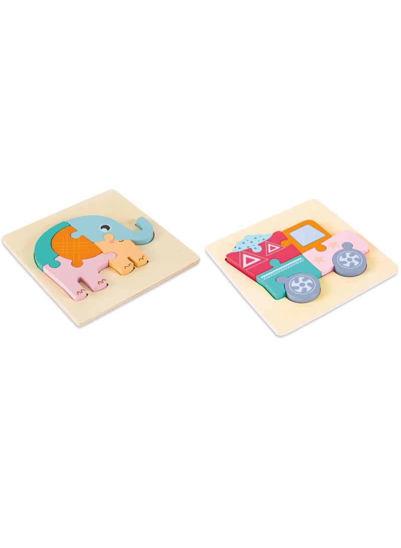 Y&D 2 Piece Set Children's Wooden 3D Puzzle Toy - Image 1