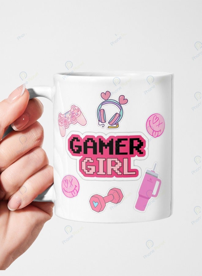 Girl Game Print Mug Ceramic Mug with Multicolor Handle