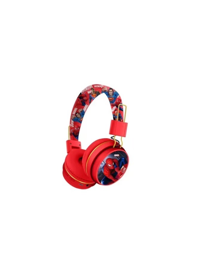 SPIDERMAN Spider-Man Bluetooth Kids Headphones with 3-in-1 Gift Set for Children - 【Kids Bluetooth Headphones】with Digital Clock and Rotating Rubik's Cube Keychain - Model AM-888E - Red - Image 2