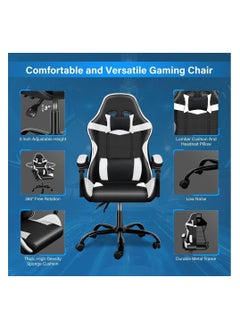 Mahmayi Mahmayi Gaming Chair Ergonomic Video Game Computer Chair, Backrest and Seat Height Adjustable, Swivel Recliner Chair Black and White for Office, Gaming Station, Home  - Image 5