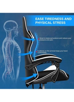 Mahmayi Mahmayi Gaming Chair Ergonomic Video Game Computer Chair, Backrest and Seat Height Adjustable, Swivel Recliner Chair Black and White for Office, Gaming Station, Home  - Image 4