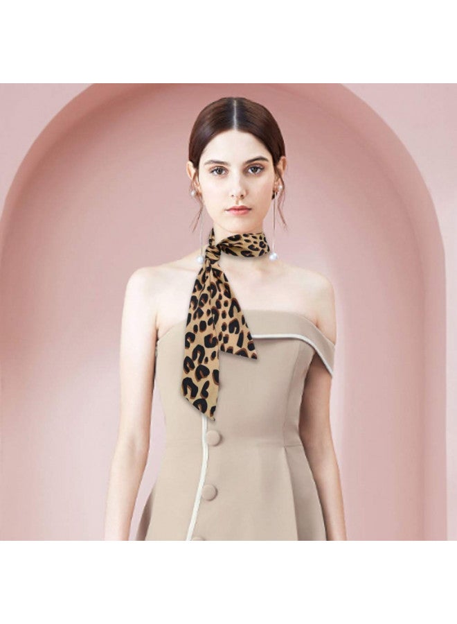 GERINLY Leopard Neck Tie Chic Skinny Scarf Hairband Stylish Purse Scarf Leopard Accessory (Color1) - Image 1