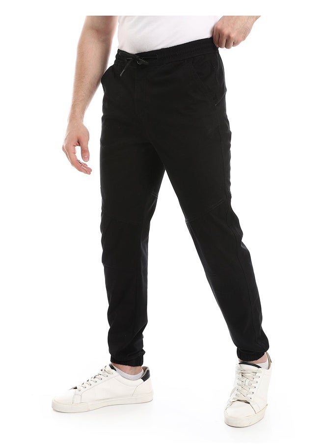 Andora - Elastic Waist With Drawstring Pants_Black - Image 1