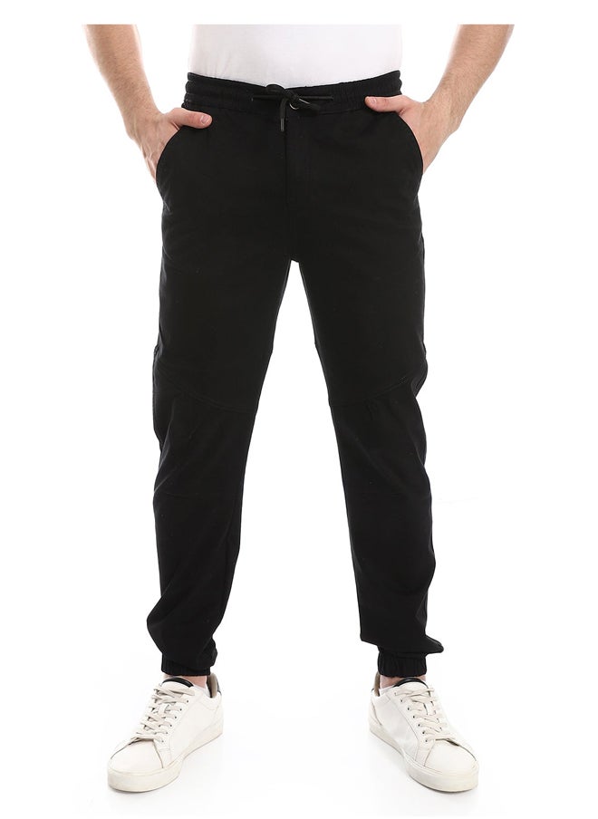Andora - Elastic Waist With Drawstring Pants_Black - Image 1