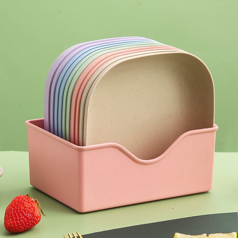 أطباق بلاستيك 11 قطعة بألوان مختلطة واسعة 13.5×13.5×3 سم مجموعة مربعة - تصميم متعدد الألوان الزاهية طقم طعام بلاستيكي متين مخصص للاستخدام الغذائي للطعام في الهواء الطلق الاحتفالات الاستخدام اليومي - Image 1